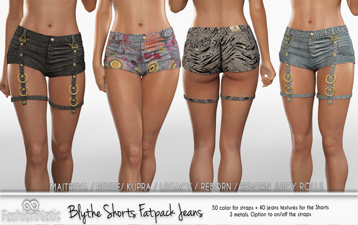 Blythe Shorts Fatpack Jeans - Denim- Maitreya, Petite, Kupra Original, Legacy, Reborn, Juicy Rolls - FashionNatic