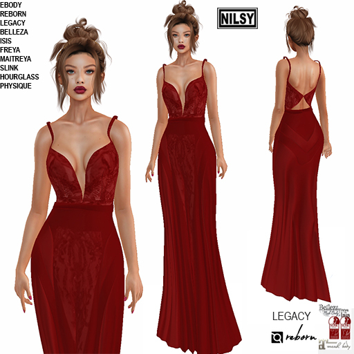 LACE AND SATIN MIX GOWN,MESH BODY