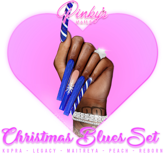 !! Pinky's Nails !! Christmas Blues Set ' Coffin