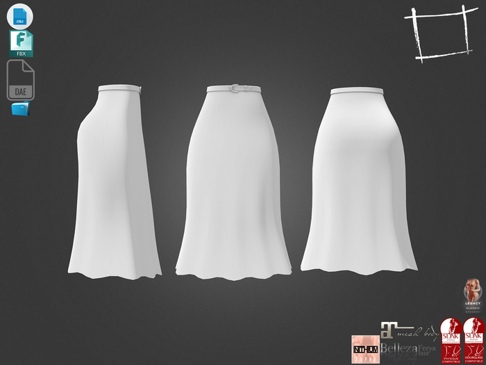 Dae Obj FBX For High Waist Flaring Skirt Maitreya Slink Physique Hourglass Belleza Isis Freya Legacy Kupra Reborn