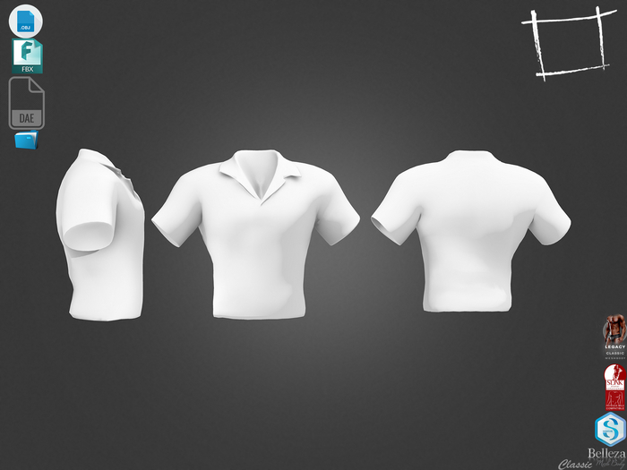 Dae Obj FBX Men's Tucked In Short Sleeves Shirt Slink Male Belleza Jake Signature Gianni Legacy Male