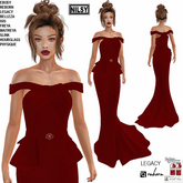 OFF THE SHOULDER GOWN,MESH BODY