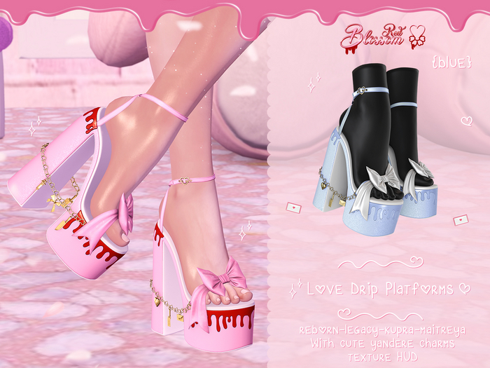 { Red Blossom } Love Drip Platforms { BLUE }