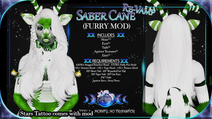FK* Sabercane ☾☾Green☽☽ ☾☾Furry Mod☽☽ ☾☾BOM☽☽
