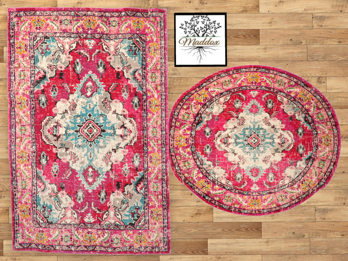 Maddox - Tapestry Rug Set-Fuchsia