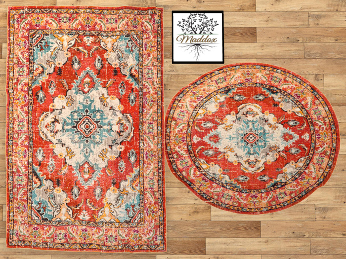 Maddox - Tapestry Rug Set-orange