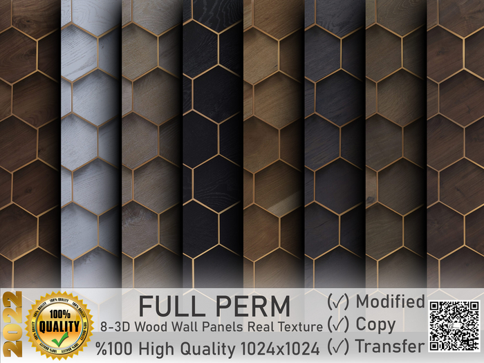 -Kb- 8-3D Hexo Wood Wall Panels Real Texture BOX