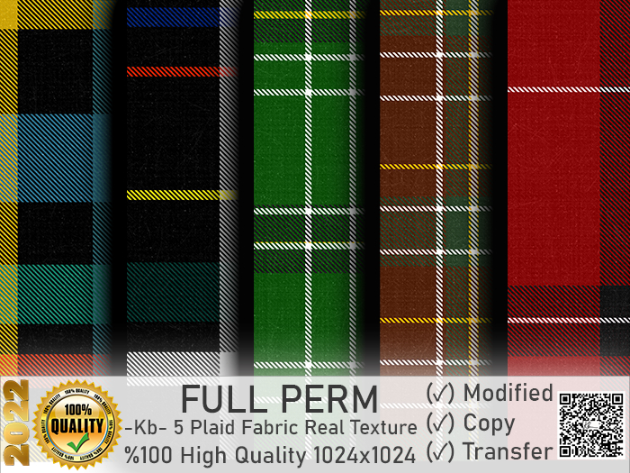 -Kb- 5 Plaid Fabric Real Texture