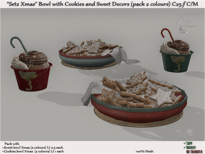 Xmas Cookies and Sweet bowl Set 2 C25.f