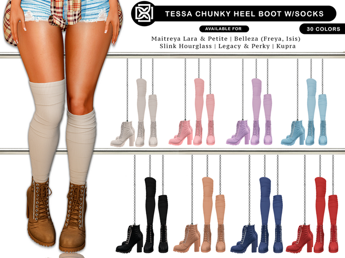 Addams - Tessa Chunky Heel Boot with Socks #FATPACK