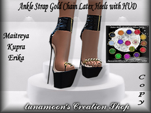 DEMO-Latex Ankle Strap Gold Chain Heels
