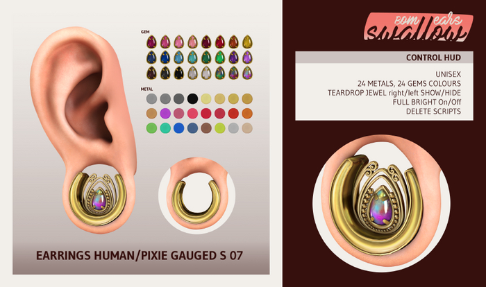 ^^Swallow^^ Earrings Human/Pixie Gauged S07 (f/m)