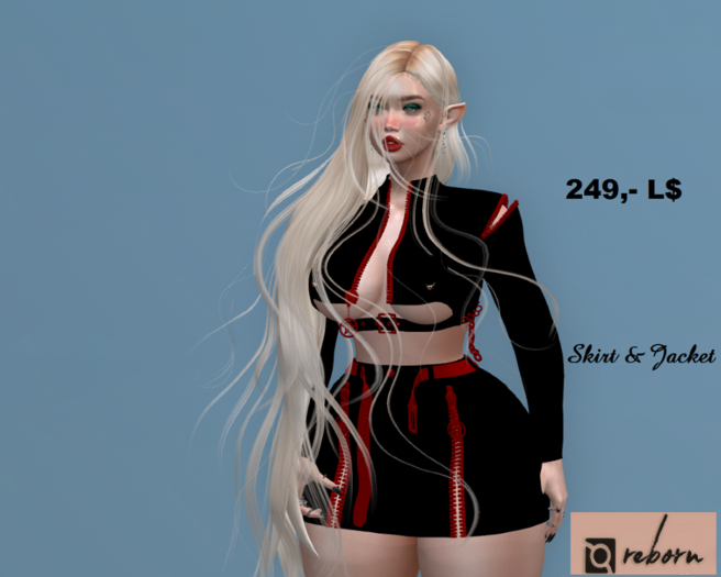 Reborn Hoddi Jacket&Skirt Black_red
