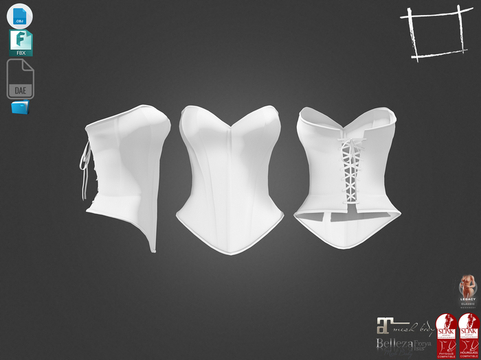Dae Obj FBX For Strapless Female Corset Maitreya Slink Physique Hourglass Belleza Isis Freya Legacy Reborn