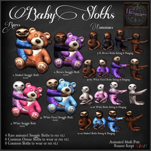 2. *HEXtraordinary* Brown Cuddle Sloth - Teddy - RARE