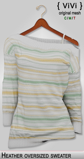 { ViVi } Heather - Oversized Sweater - Yellow & Green