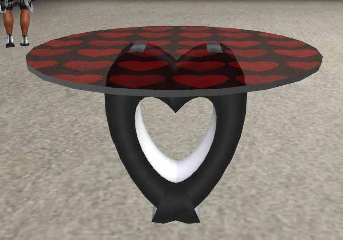 DD glasstop valentine table