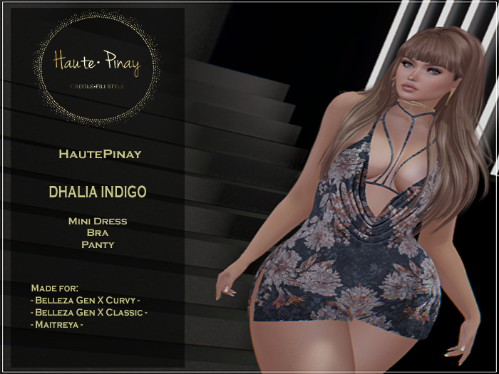 HautePinay - CLUBBING MINI DRESS - DHALIA INDIGO