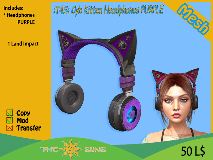 :T4S: Cyb Kitten Headphone PURPLE