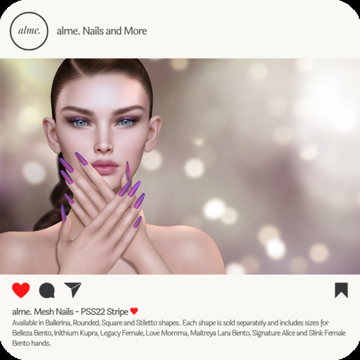 alme. Mesh Rounded Nails - PSS22 Stripe (boxed)