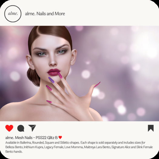 alme. Mesh Rounded Nails - PSS22 Glitz B (boxed)