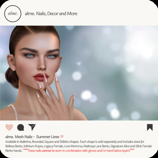 alme. Mesh Rounded Nails - Summer Lines (boxed)