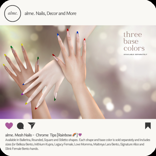alme. Mesh Nails - Chrome Tips Rainbow Light Pack (boxed)