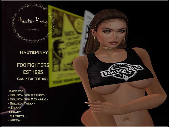 HautePinay - CROP TOP T-SHIRT - FOO FIGHTERS EST 1995