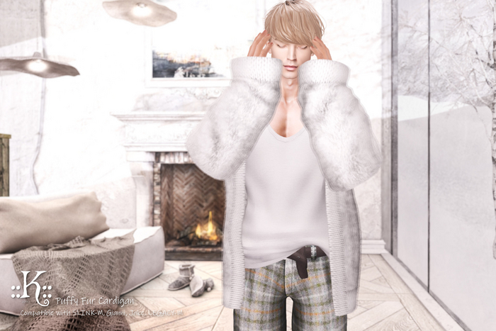 ::K:: Puffy Fur Cardigan OldRose [wear]