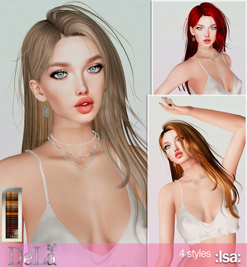 =DeLa*= Mesh Hair "Isa" Reds OrangeBrowns