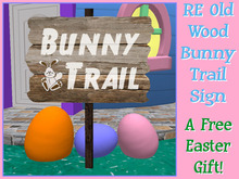RE Old Wood Easter Sign - Bunny Trail - Free! Sculpted Holiday Decoration/Decor