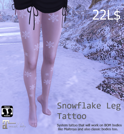 Snow flake leg tattoo 