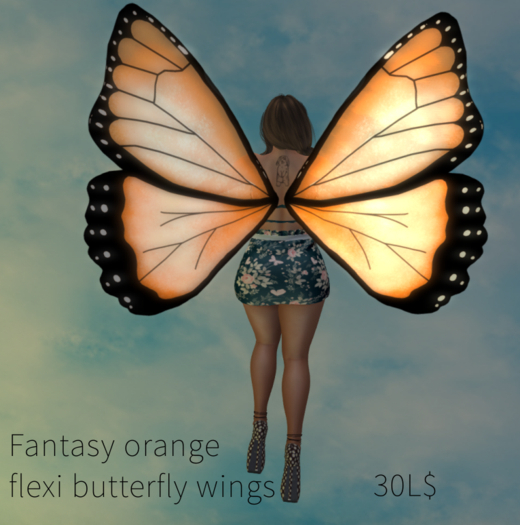 Fantasy orange flexi butterfly wings
