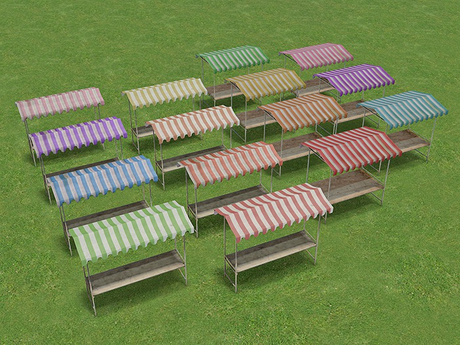 Stalls Texture Second Life Marketplace - Market Stalls With Full-Perm Canopy Textures