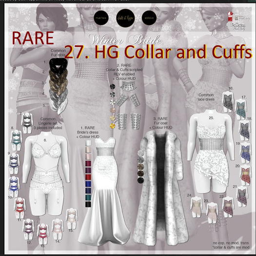 27. S&P Winter Bride Collar & Cuffs HG RARE
