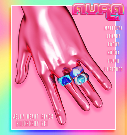 :.AURA.: - Jelly Heart Rings [Blueberry Set]