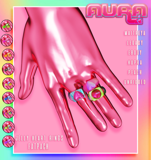:.AURA.: - Jelly Heart Rings [FATPACK]