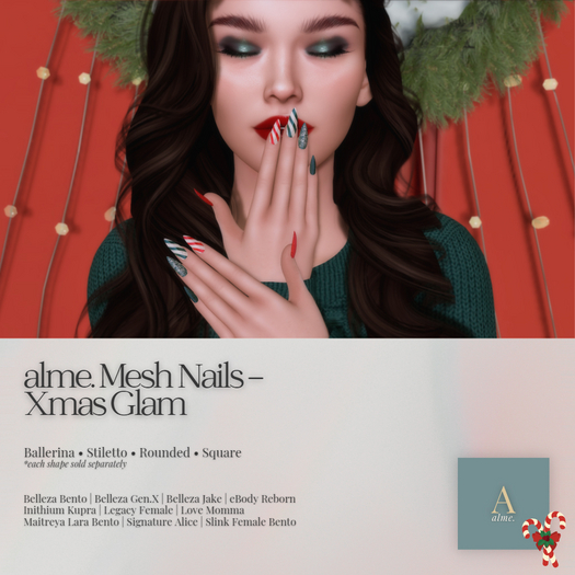 alme. Mesh Stiletto Nails - Xmas Glam (boxed)