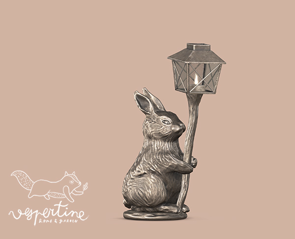{vespertine} silver bunny post lantern 