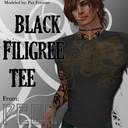 PEER Black Filigree Tee