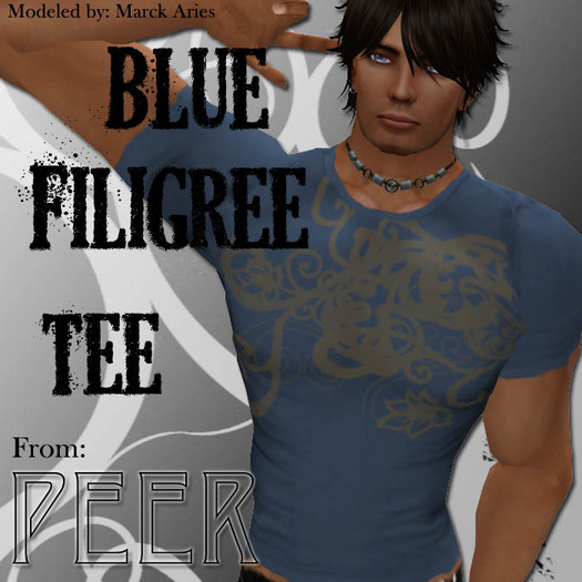 PEER Blue Filigree Tee
