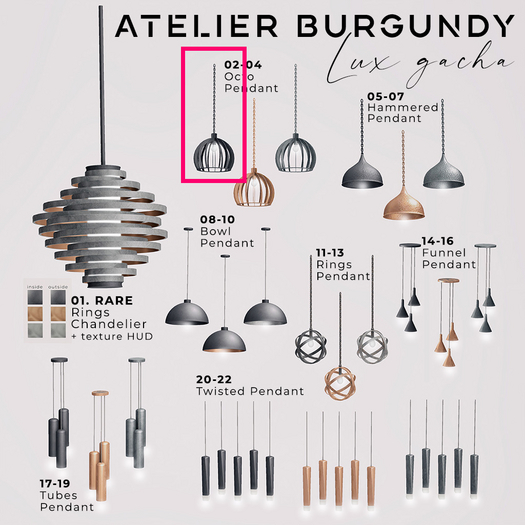 Atelier Burgundy . Lux . 02 Octo Pendant Black