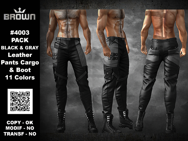 4003 PACK BLACK & GRAY Leather Pants Cargo & Boot 11 Colors