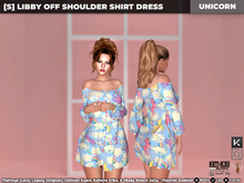 [S] Libby Off Shoulder Shirt Dress Unicorn