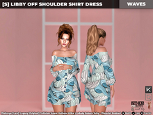 [S] Libby Off Shoulder Shirt Dress Waves