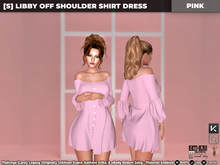 [S] Libby Off Shoulder Shirt Dress Pink