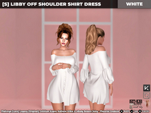 [S] Libby Off Shoulder Shirt Dress White