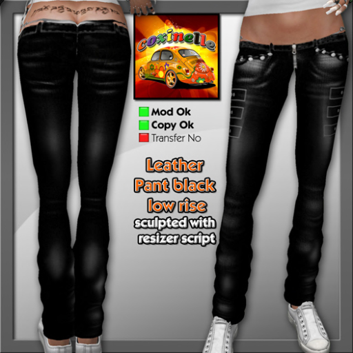 Coxi -  Leather Pant Black low rise Black with string