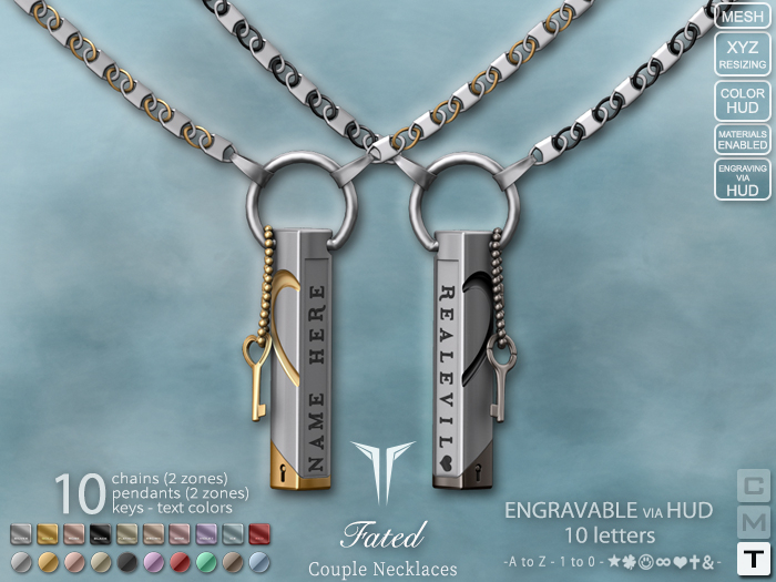 **RE** Fated Couple Necklaces - Engraving - Transferable