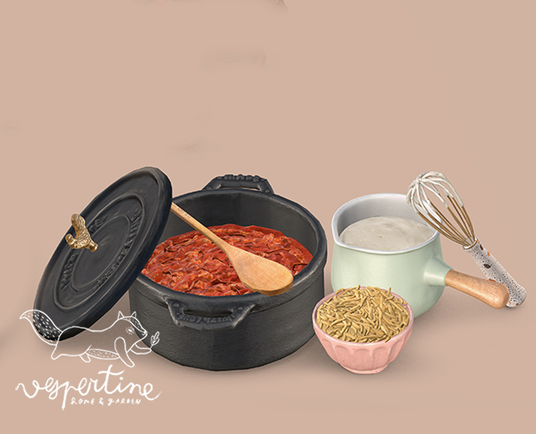 {vespertine} - lasagna bake - sauces prep.